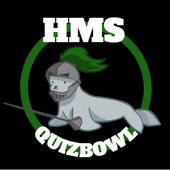 HMS Quizbowl club logo: a helmeted seal mascot holding a spear, inside a green ring.
